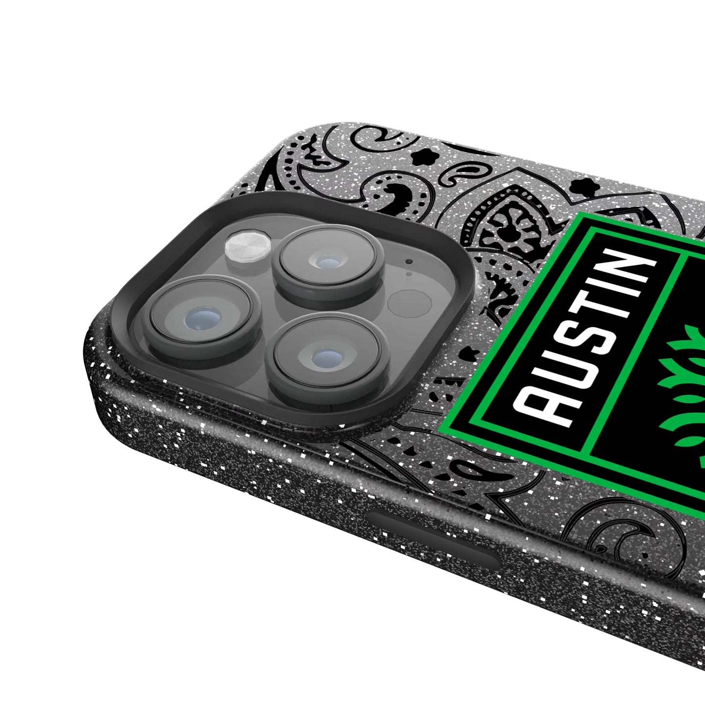Austin FC Paisley Black Bling Phone Case for Apple iPhone