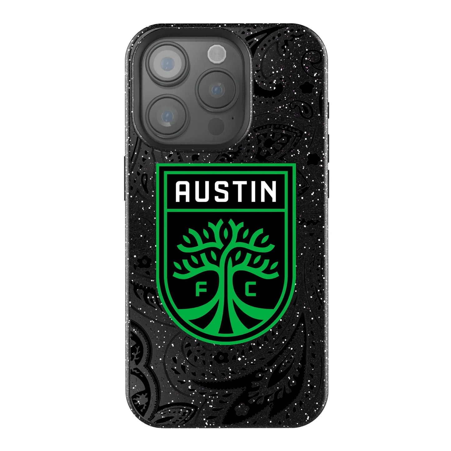 Austin FC Paisley Black Bling Phone Case for Apple iPhone