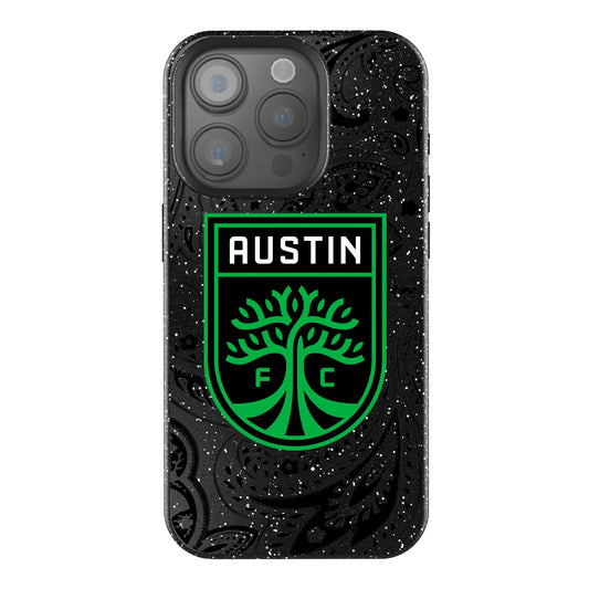 Austin FC Paisley Black Bling Phone Case for Apple iPhone