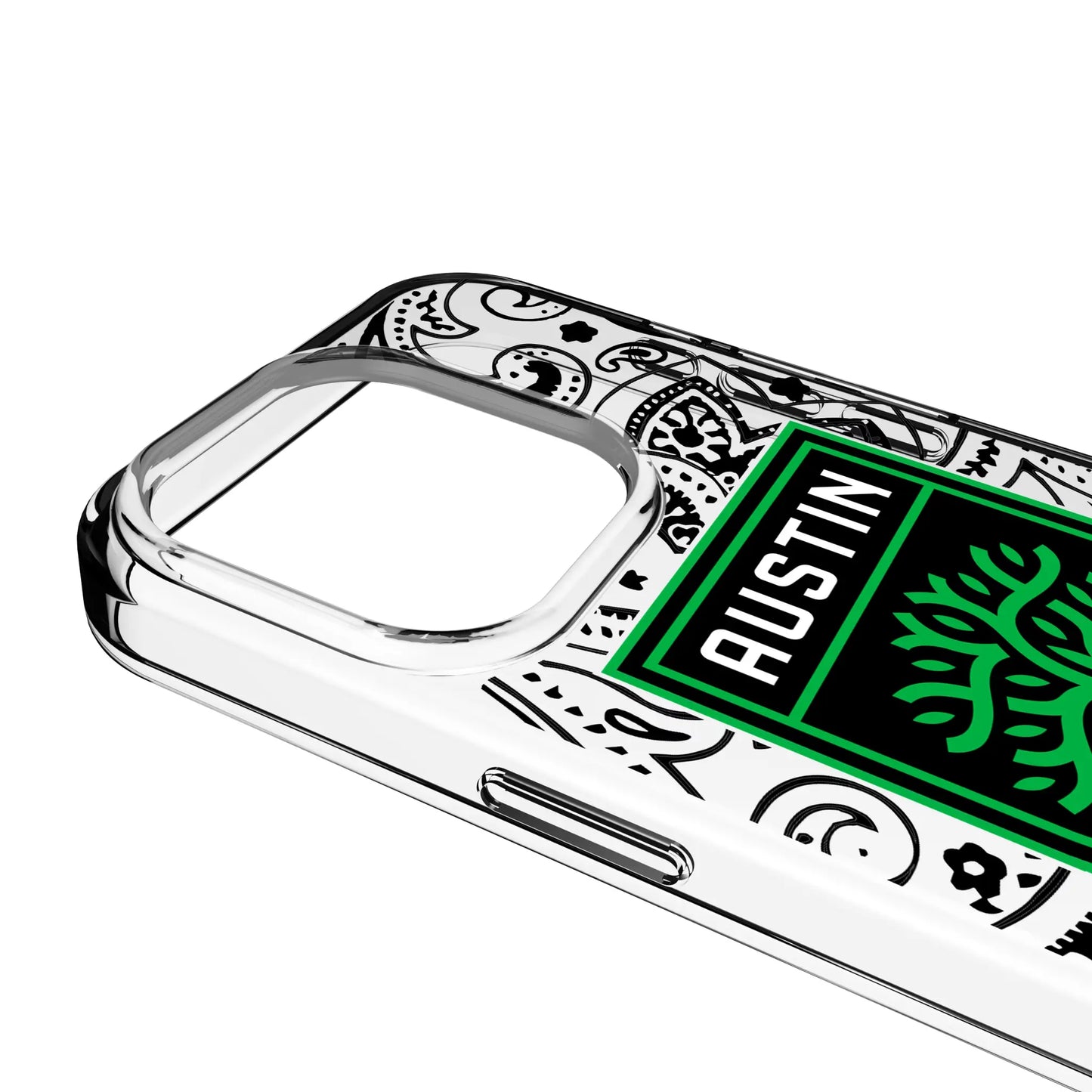 Austin FC Paisley Clear Phone Case for Apple iPhone