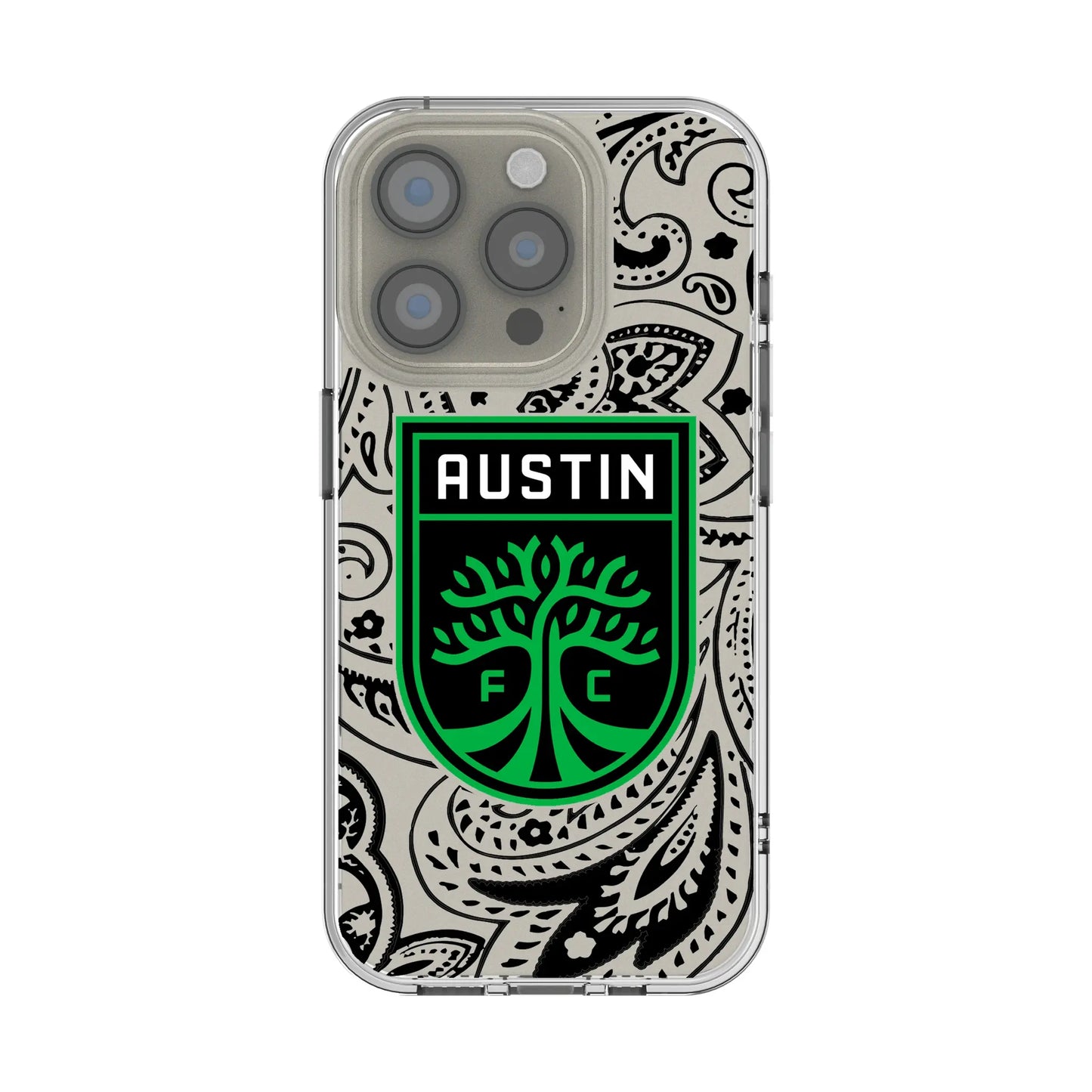 Austin FC Paisley Clear Phone Case for Apple iPhone