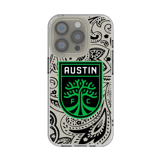 Austin FC Paisley Clear Phone Case for Apple iPhone