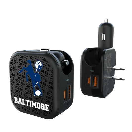 Baltimore Colts 1946 Historic Collection Text Backdrop 2 in 1 USB A/C Charger
