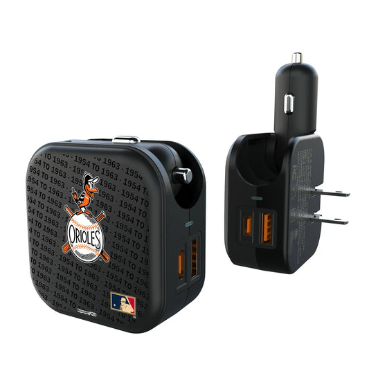 Baltimore Orioles 1954-1963 - Cooperstown Collection Text Backdrop 2 in 1 USB A/C Charger
