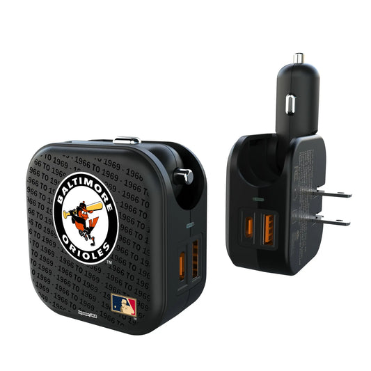 Baltimore Orioles 1966-1969 - Cooperstown Collection Text Backdrop 2 in 1 USB A/C Charger