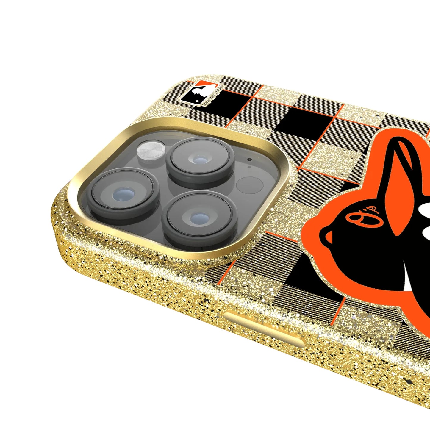 Baltimore Orioles Plaid Bling Phone Case for Apple iPhone