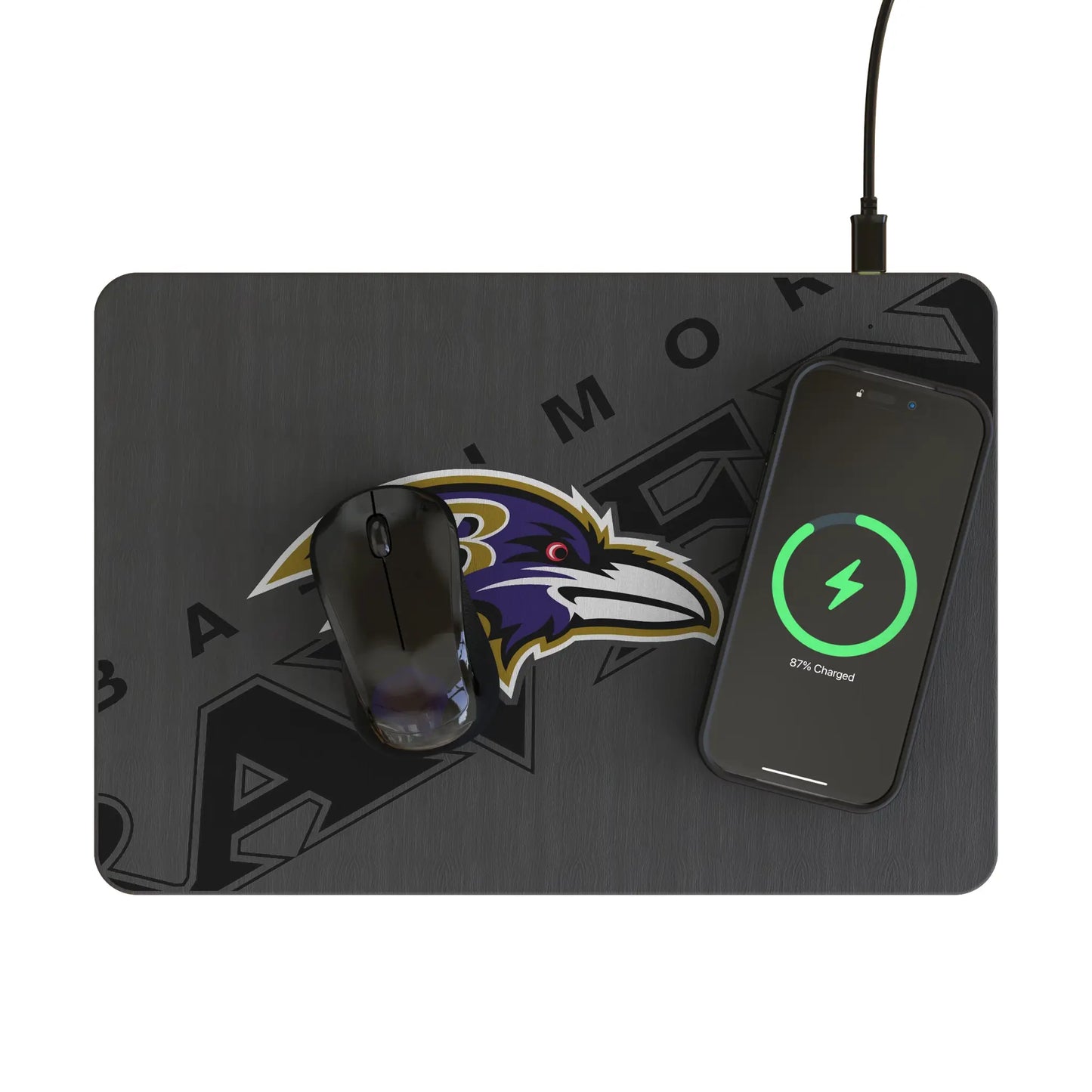 Baltimore Ravens Monocolor Tilt 15-Watt Wireless Charger and Mouse Pad