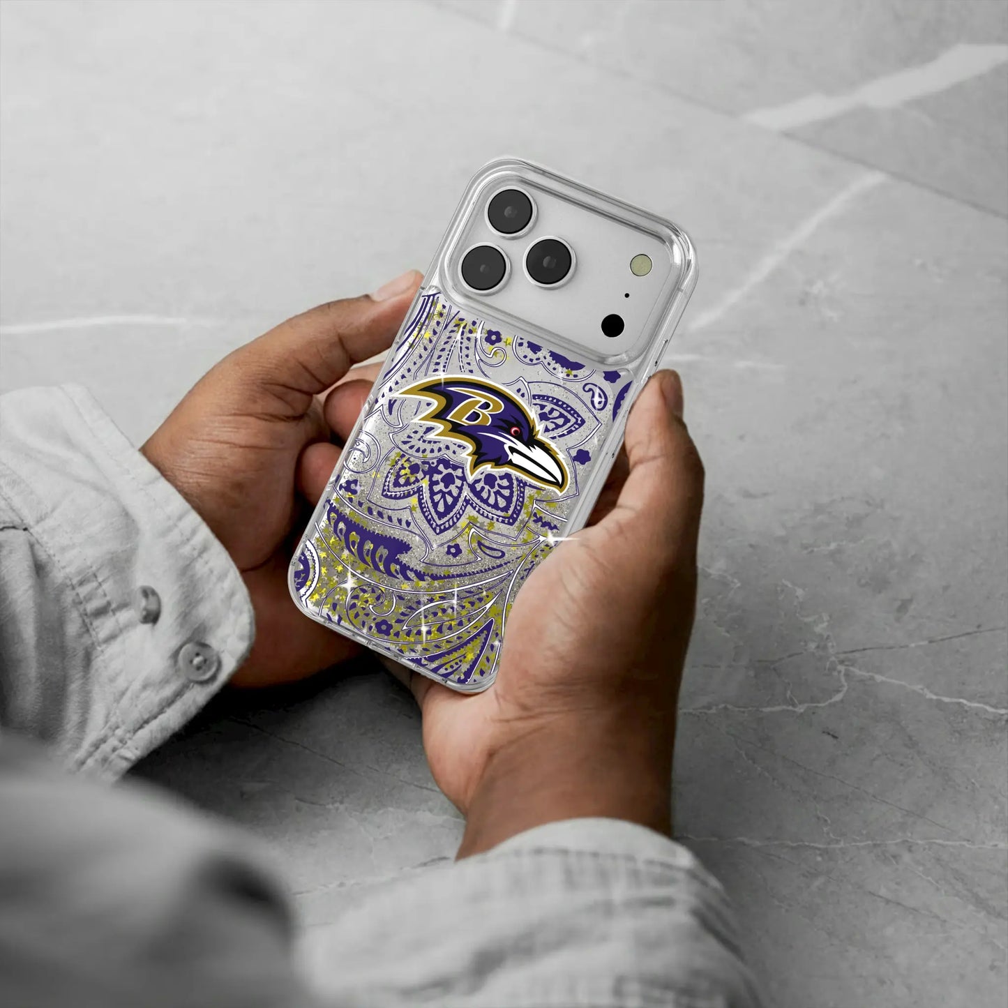 Baltimore Ravens Paisley Glitter Phone Case for Apple iPhone