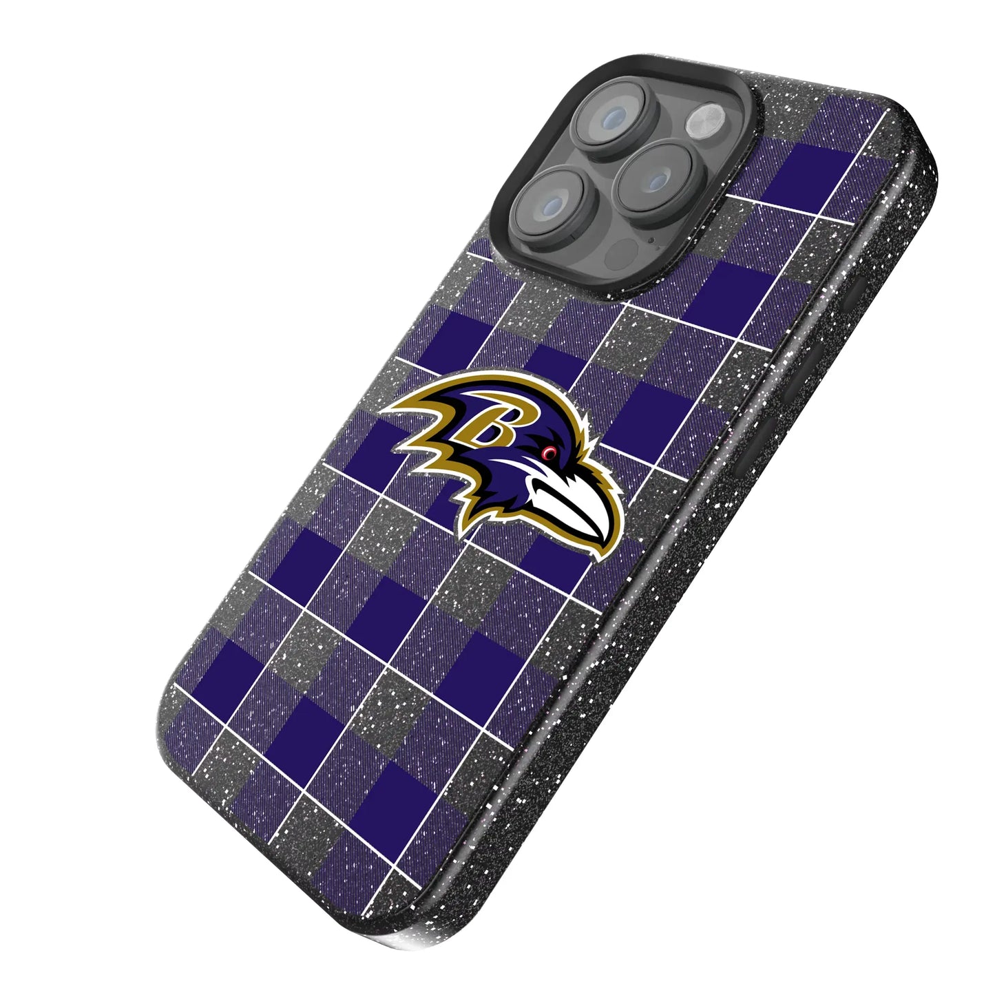 Baltimore Ravens Plaid Black Bling Phone Case for Apple iPhone