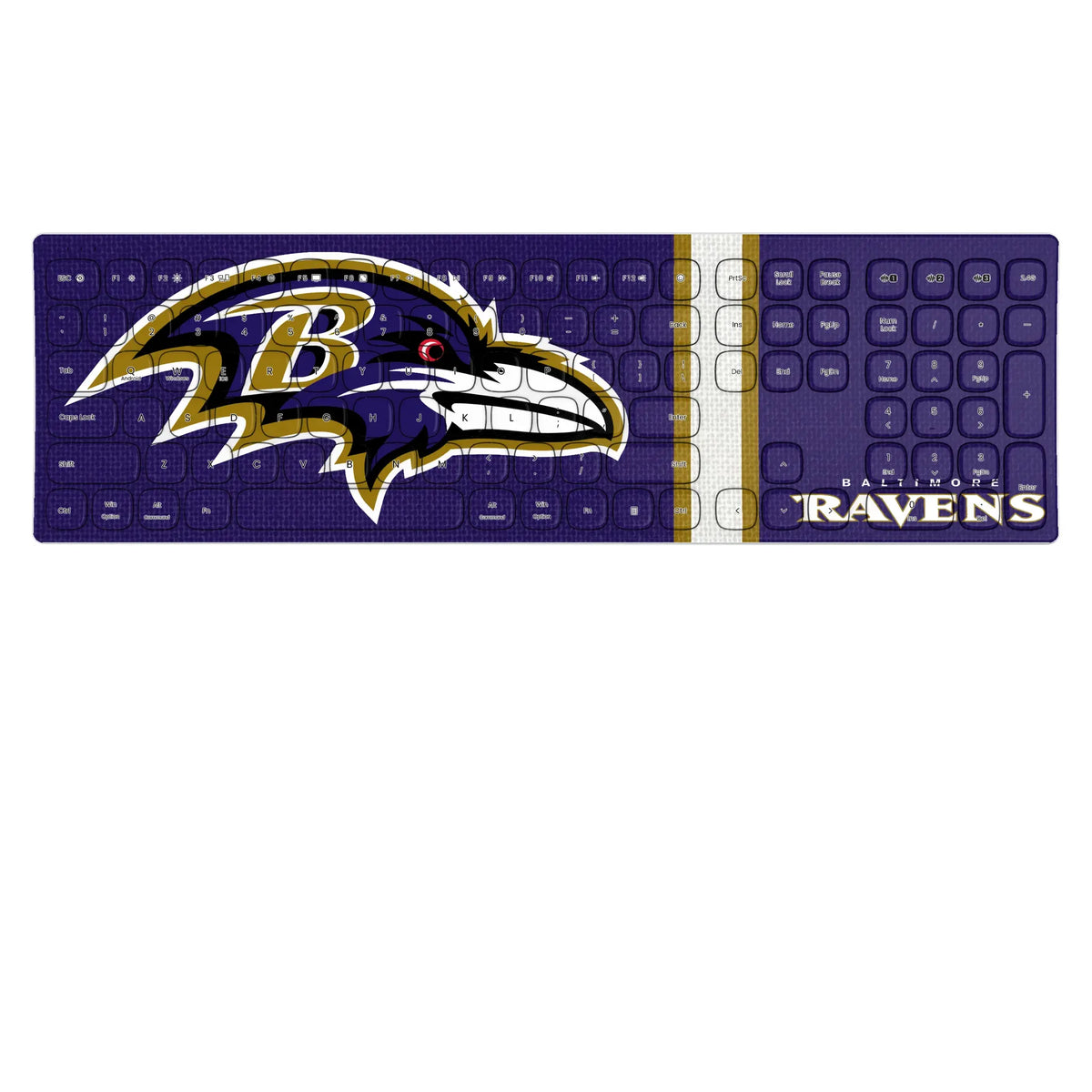 Baltimore Ravens Stripe Curved Wireless Keyboard