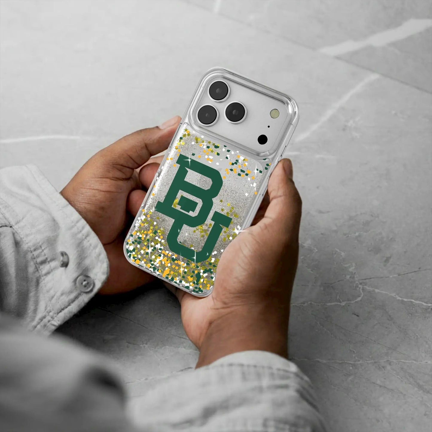 Baylor University Bears Confetti Glitter Phone Case for Apple iPhone