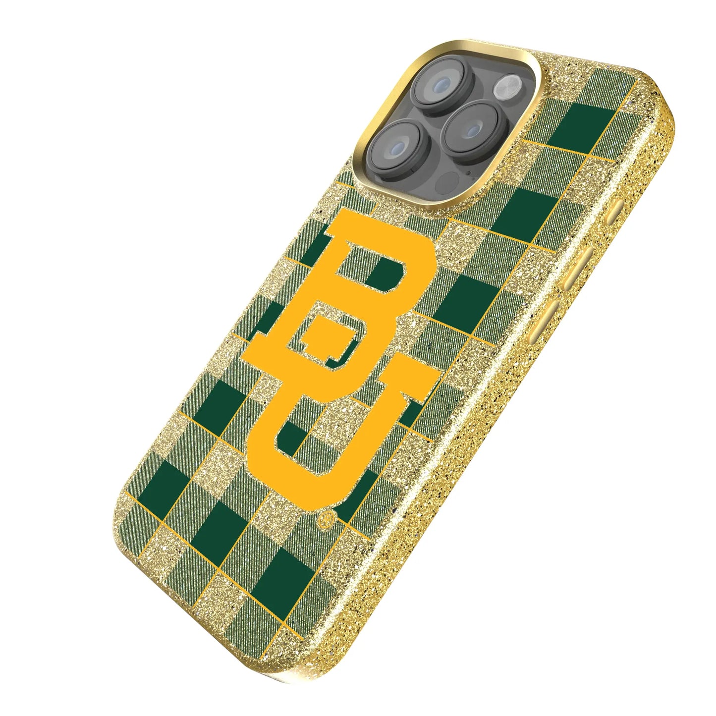 Baylor University Bears Plaid Bling Phone Case for Apple iPhone