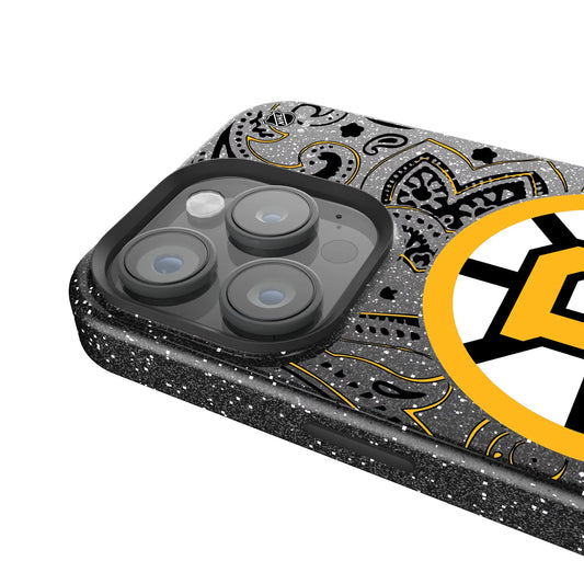 Boston Bruins Paisley Black Bling Phone Case for Apple iPhone
