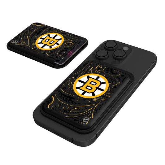 Boston Bruins Paisley Black Magnetic Credit Card Wallet