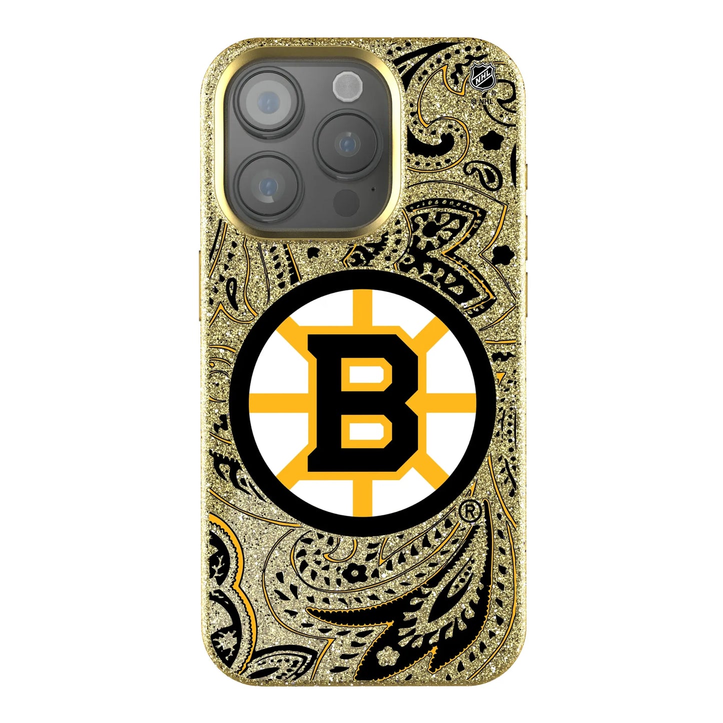 Boston Bruins Paisley Bling Phone Case for Apple iPhone