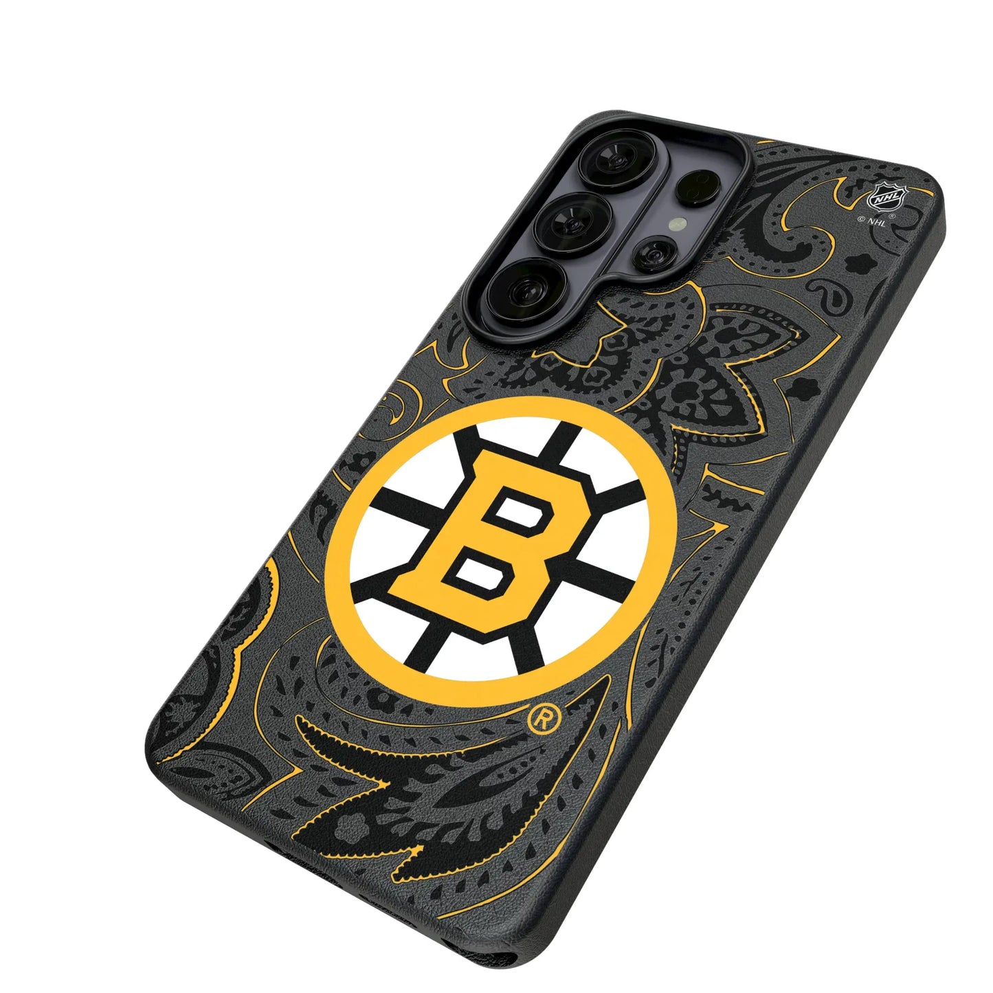 Boston Bruins Paisley MagSafe Compatible Phone Case for Samsung Galaxy