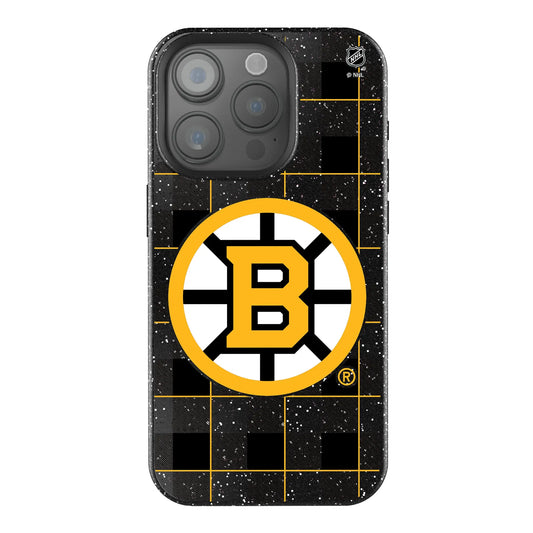 Boston Bruins Plaid Black Bling Phone Case for Apple iPhone