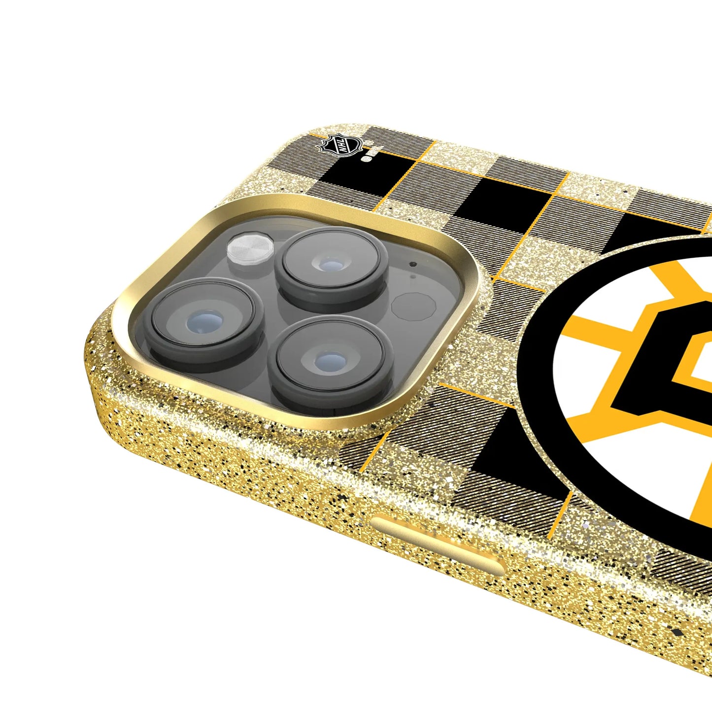 Boston Bruins Plaid Bling Phone Case for Apple iPhone