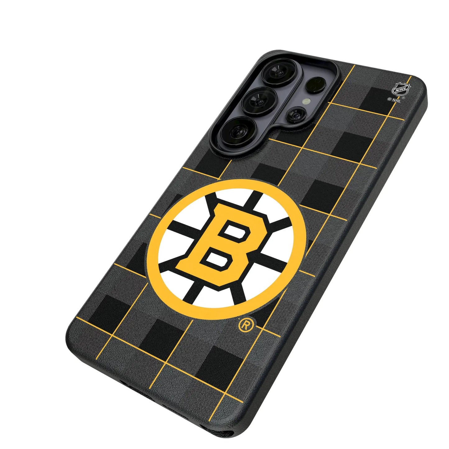 Boston Bruins Plaid MagSafe Compatible Phone Case for Samsung Galaxy