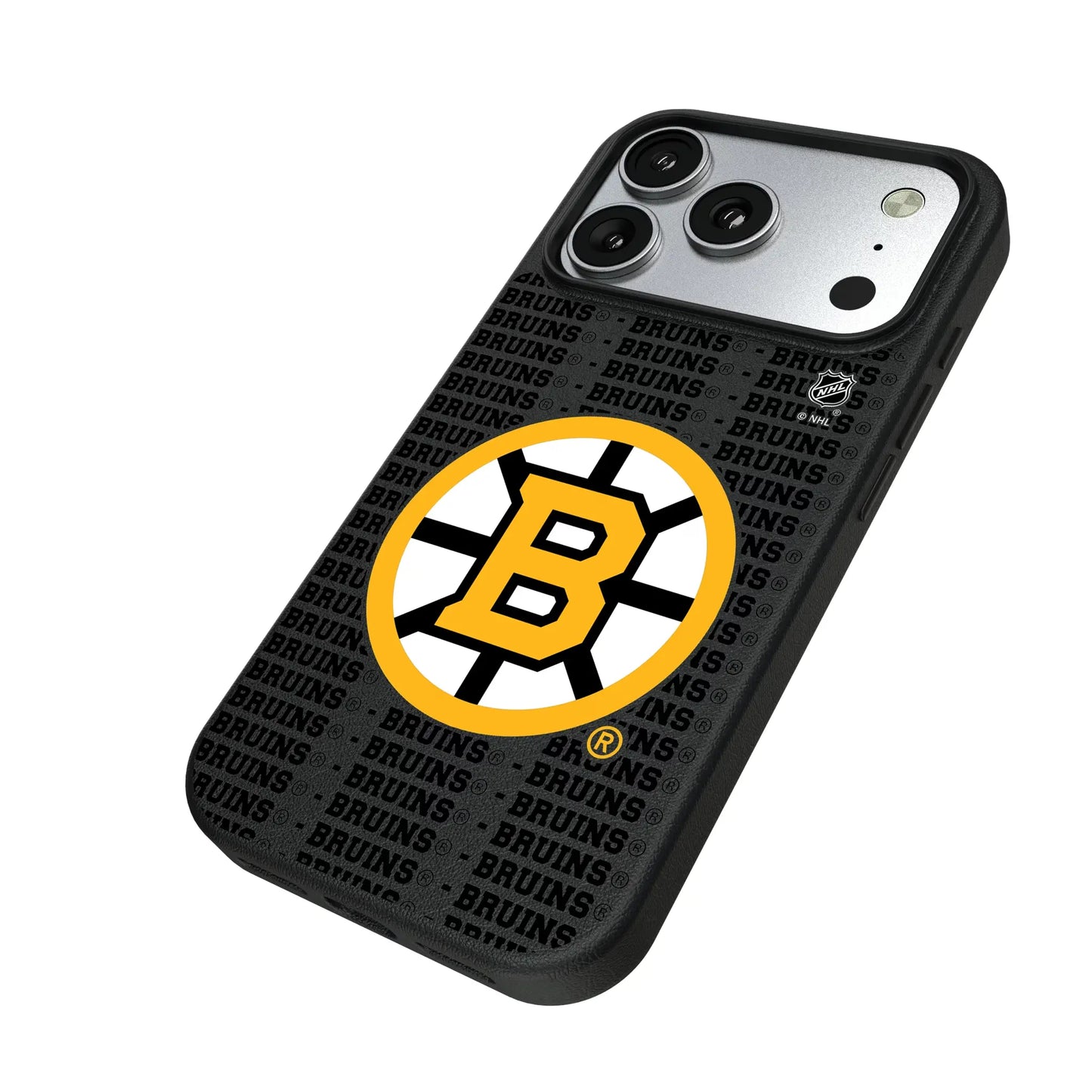 Boston Bruins Text Backdrop MagSafe Compatible Phone Case for Apple iPhone