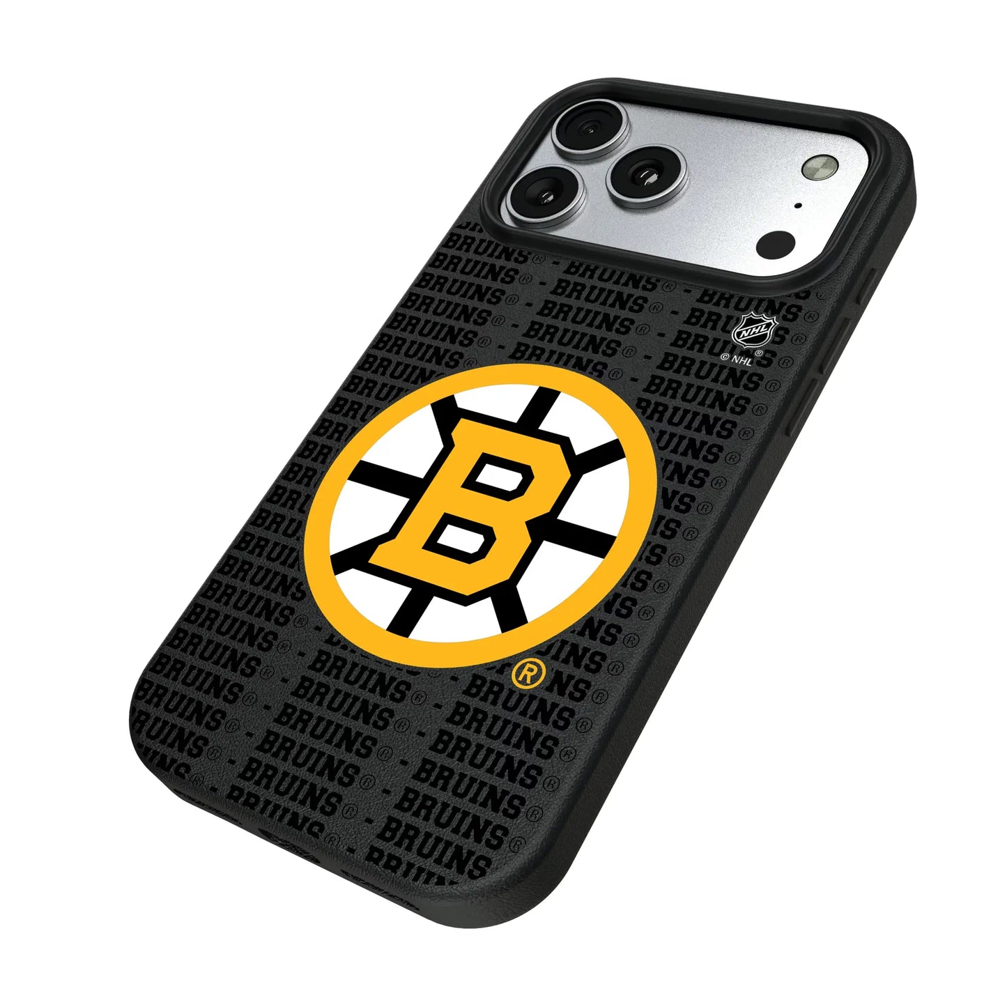 Boston Bruins Text Backdrop MagSafe Compatible Phone Case for Apple iPhone