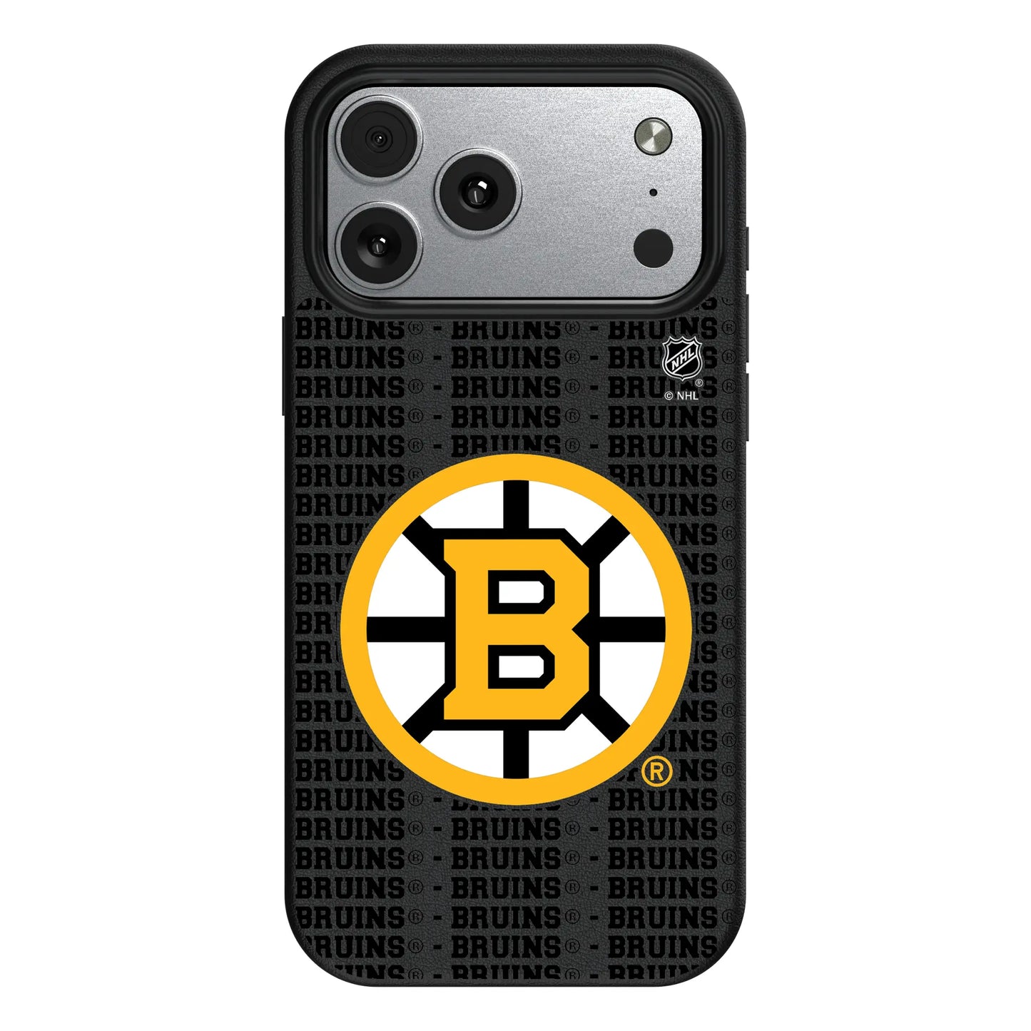 Boston Bruins Text Backdrop MagSafe Compatible Phone Case for Apple iPhone