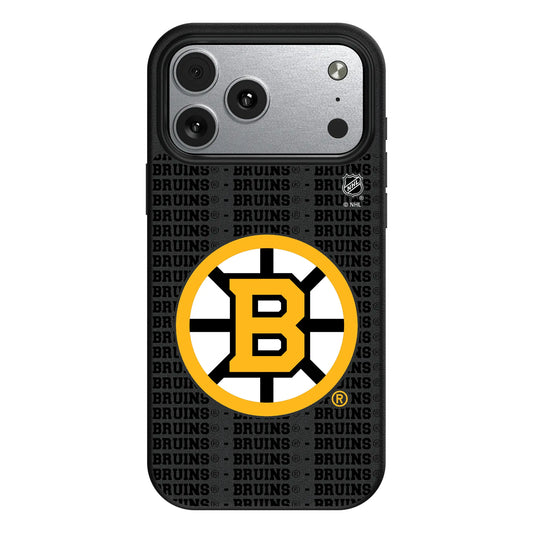 Boston Bruins Text Backdrop MagSafe Compatible Phone Case for Apple iPhone