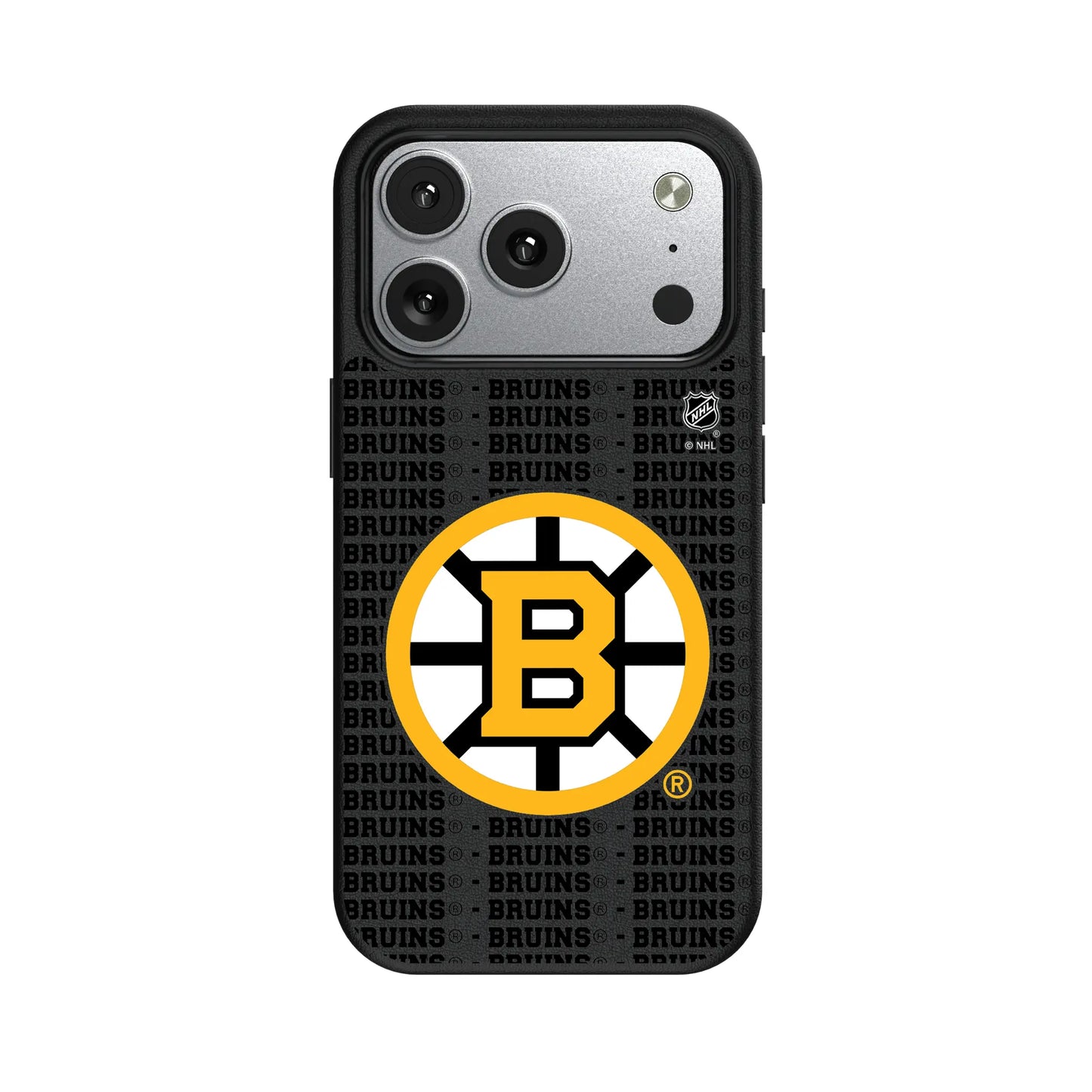 Boston Bruins Text Backdrop MagSafe Compatible Phone Case for Apple iPhone
