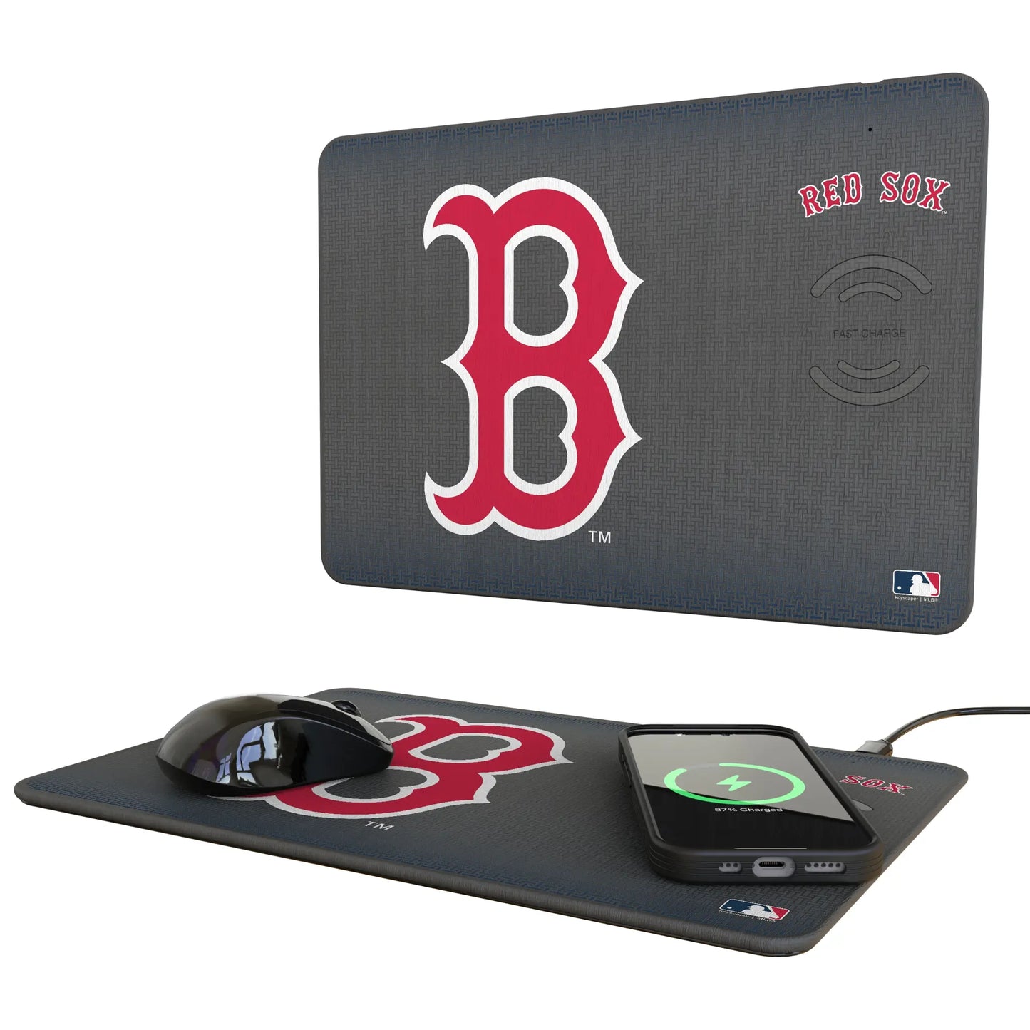 Boston Red Sox Linen 15-Watt Wireless Charger and Mouse Pad