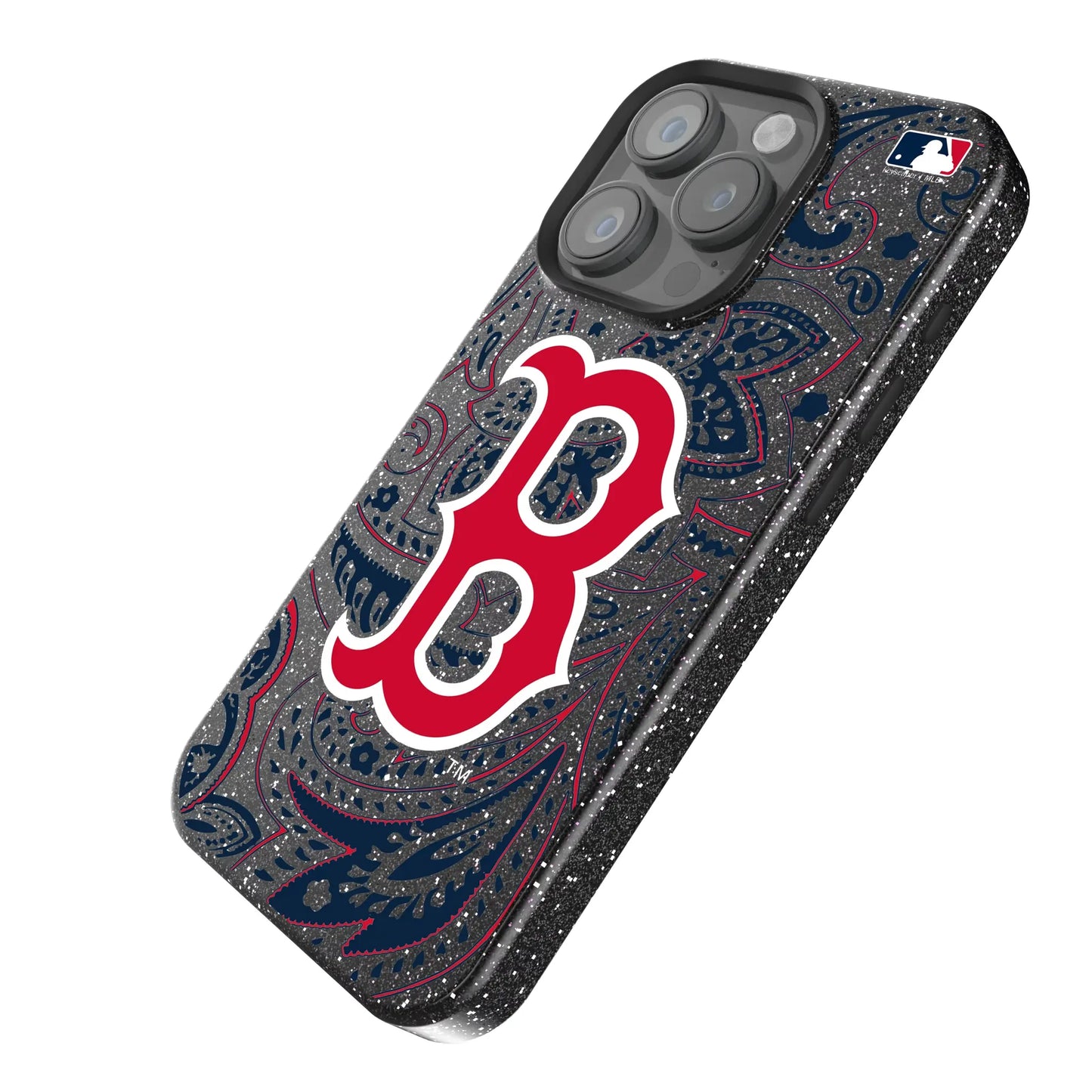 Boston Red Sox Paisley Black Bling Phone Case for Apple iPhone