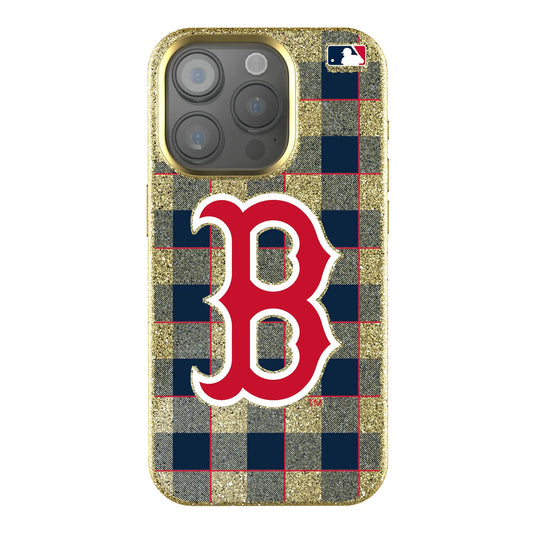 Boston Red Sox Plaid Bling Phone Case for Apple iPhone