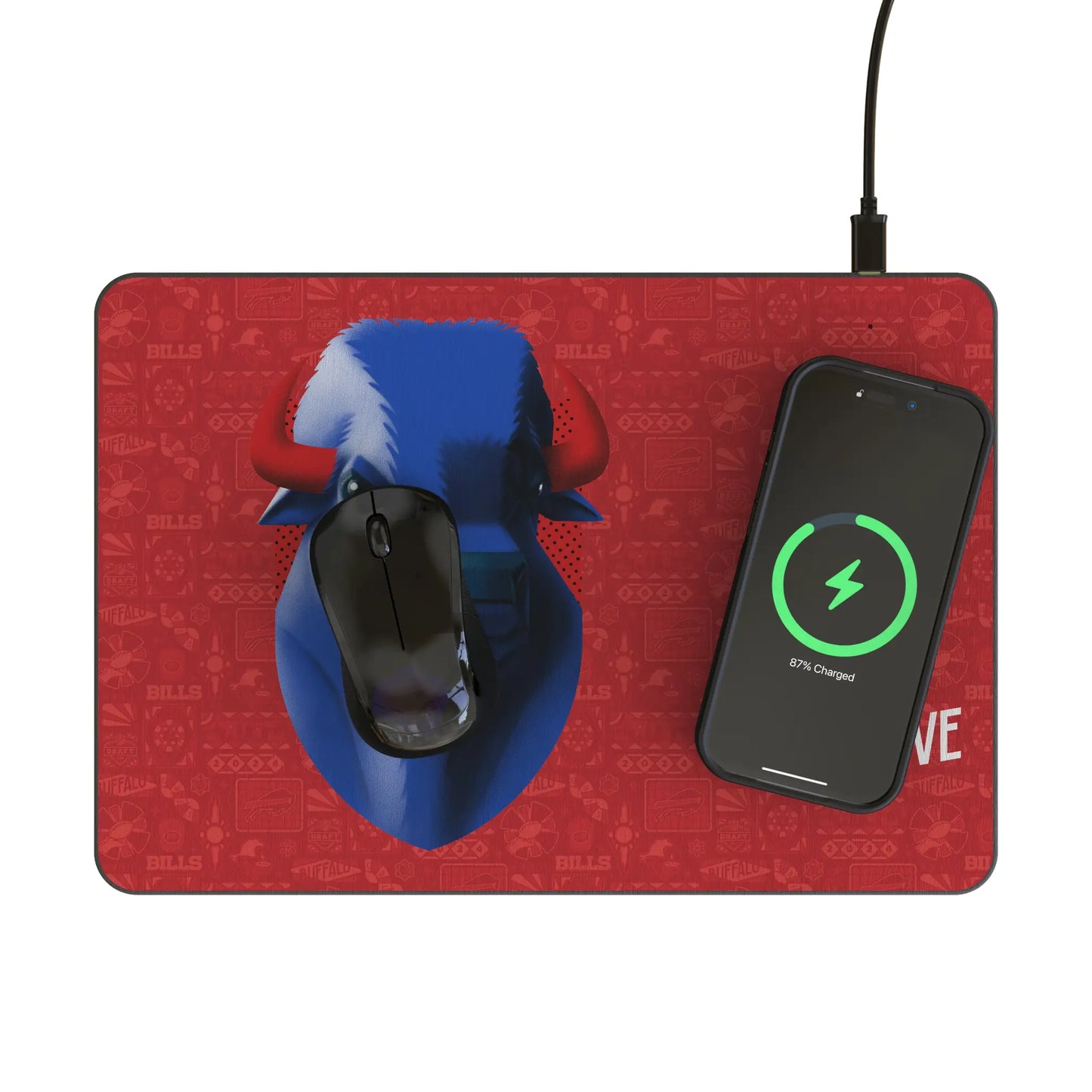 Buffalo Bills Deco 15-Watt Wireless Charger and Mouse Pad