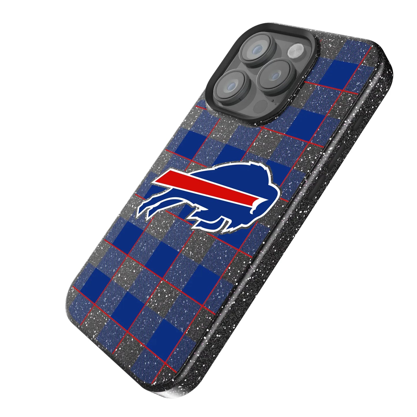 Buffalo Bills Plaid Black Bling Phone Case for Apple iPhone