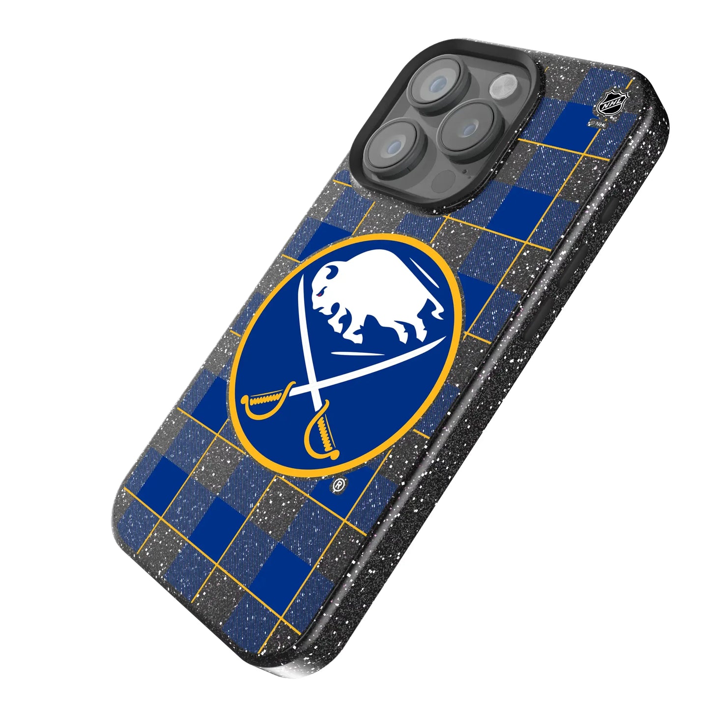 Buffalo Sabres Plaid Black Bling Phone Case for Apple iPhone
