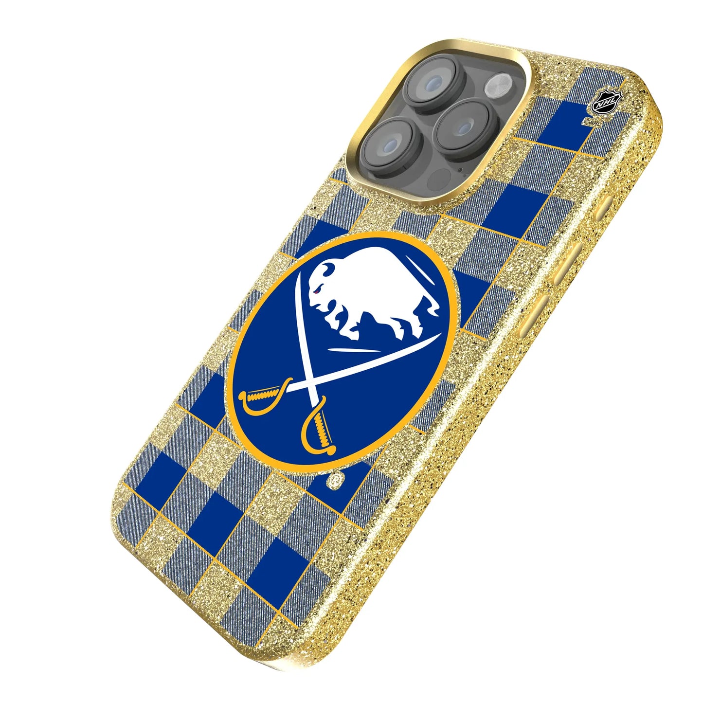Buffalo Sabres Plaid Bling Phone Case for Apple iPhone