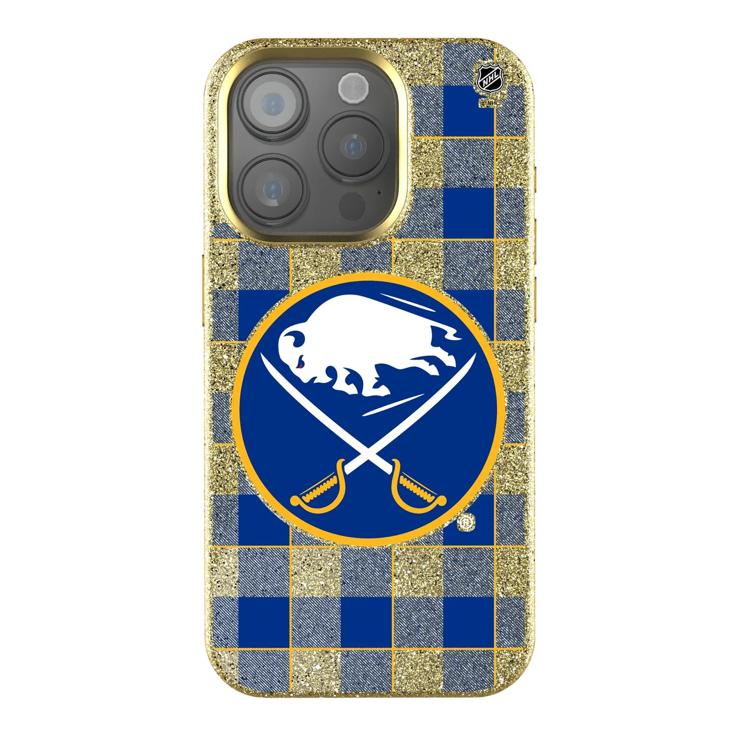 Buffalo Sabres Plaid Bling Phone Case for Apple iPhone