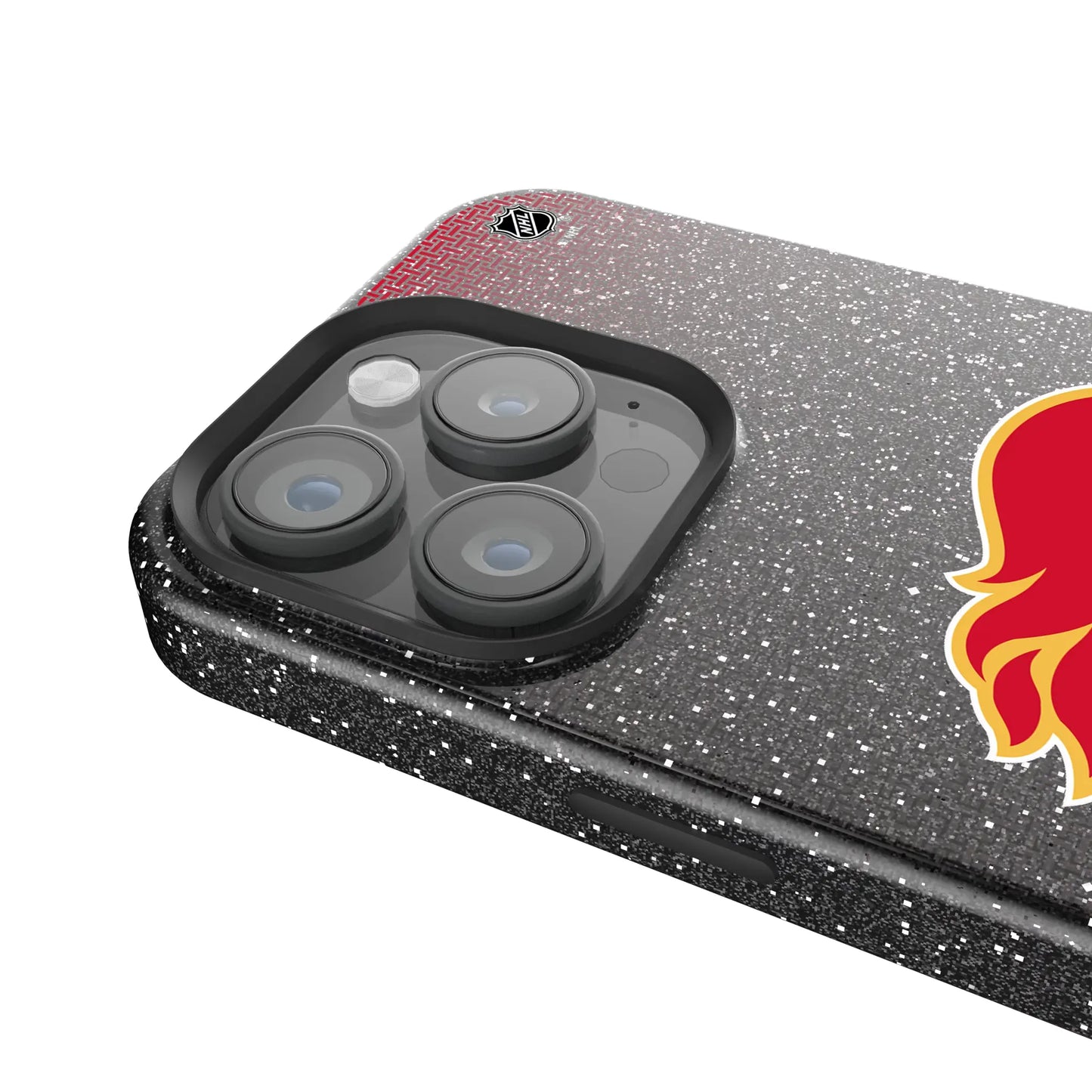 Calgary Flames Linen Black Bling Phone Case for Apple iPhone