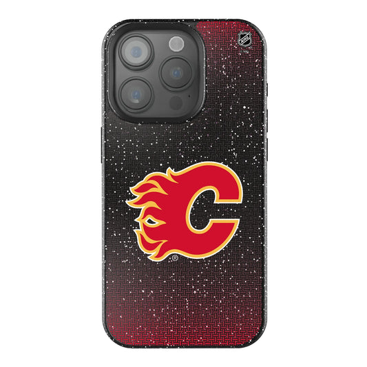 Calgary Flames Linen Black Bling Phone Case for Apple iPhone