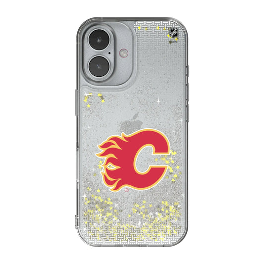 Calgary Flames Linen Glitter Phone Case for Apple iPhone