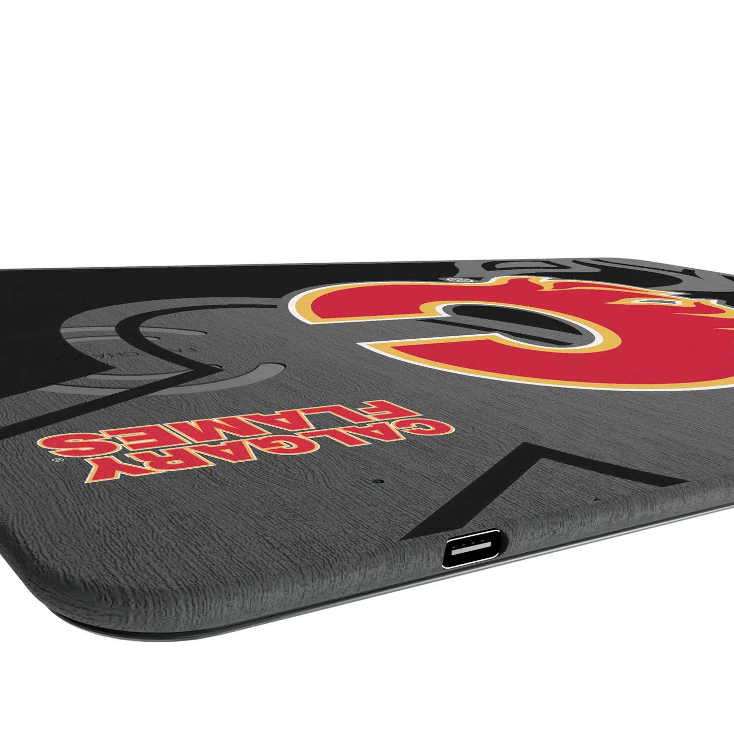 Calgary Flames Monocolor Tilt 15-Watt Wireless Charger and Mouse Pad