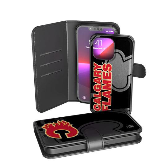 Calgary Flames Monocolor Tilt Wallet Phone Case for Apple iPhone
