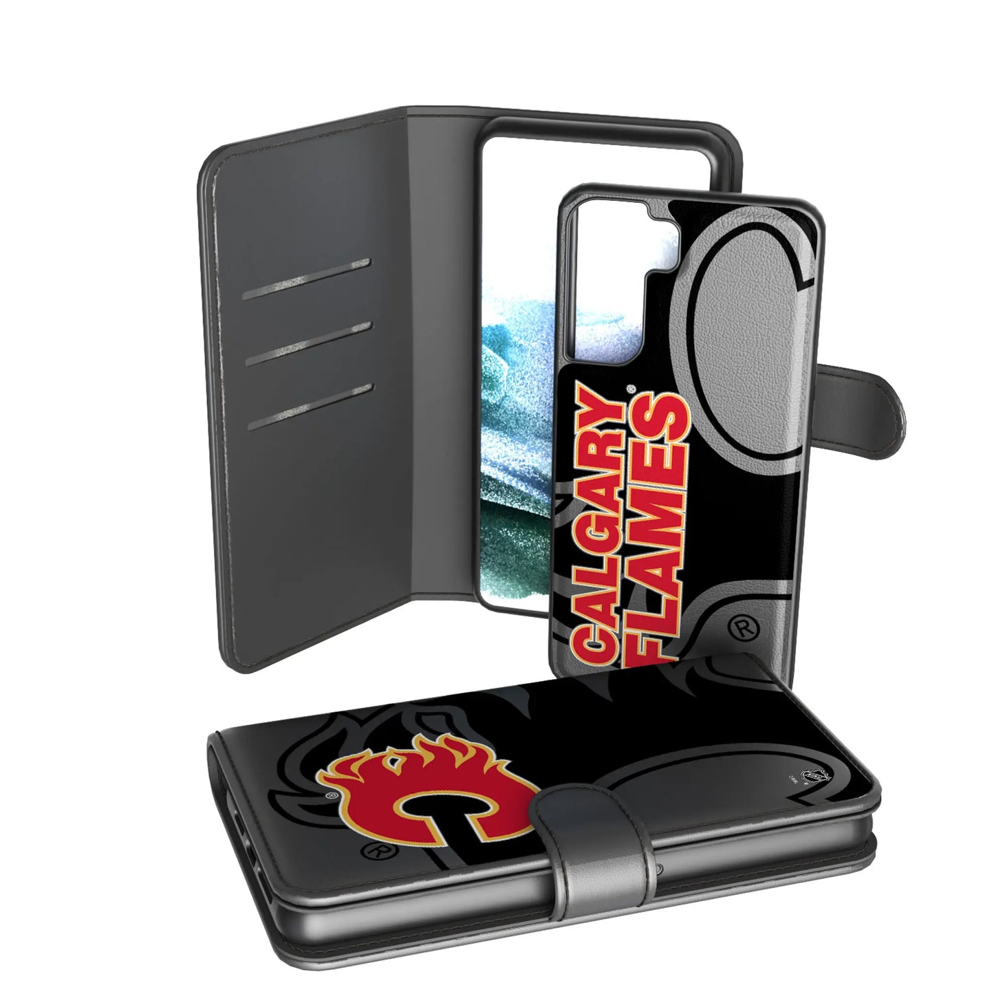 Calgary Flames Monocolor Tilt Wallet Phone Case for Apple iPhone
