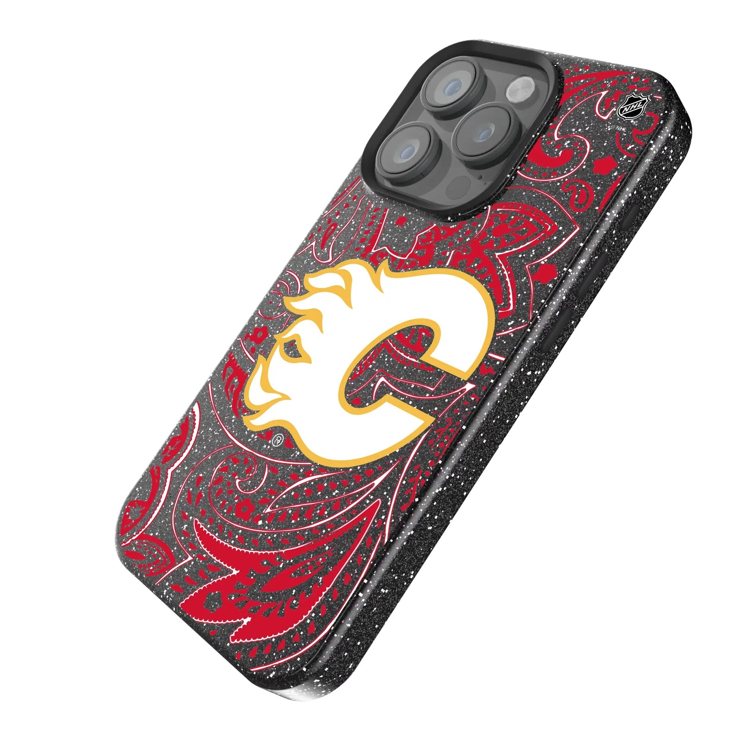 Calgary Flames Paisley Black Bling Phone Case for Apple iPhone
