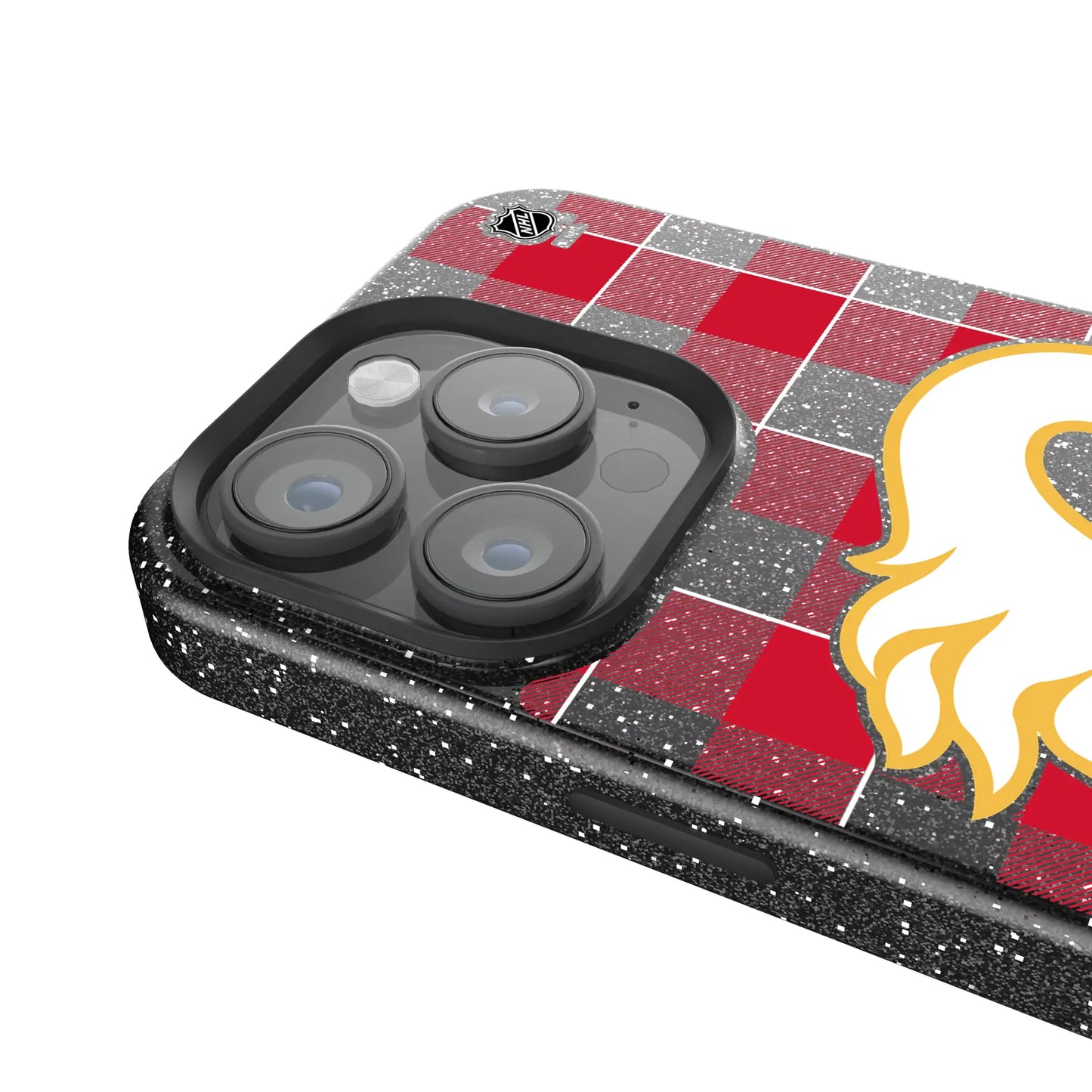 Calgary Flames Plaid Black Bling Phone Case for Apple iPhone