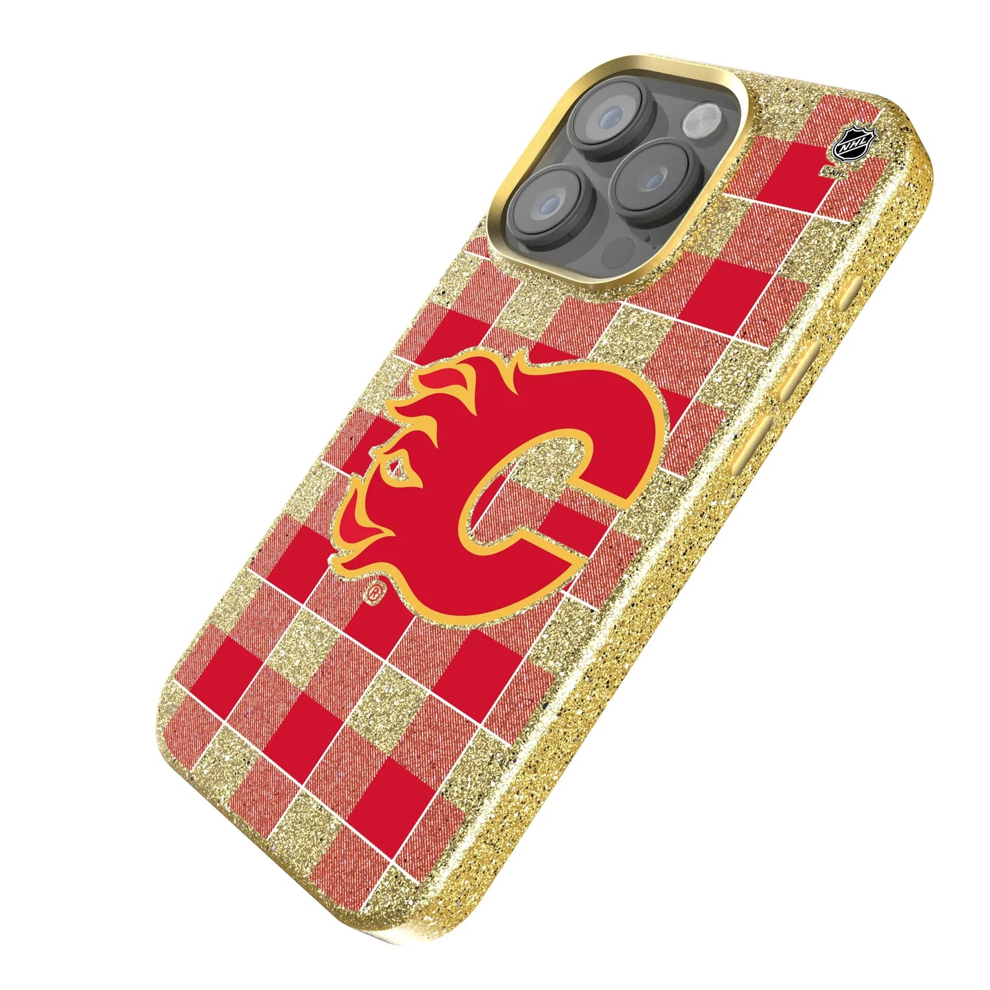 Calgary Flames Plaid Bling Phone Case for Apple iPhone