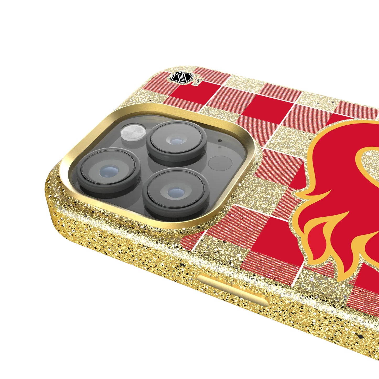 Calgary Flames Plaid Bling Phone Case for Apple iPhone