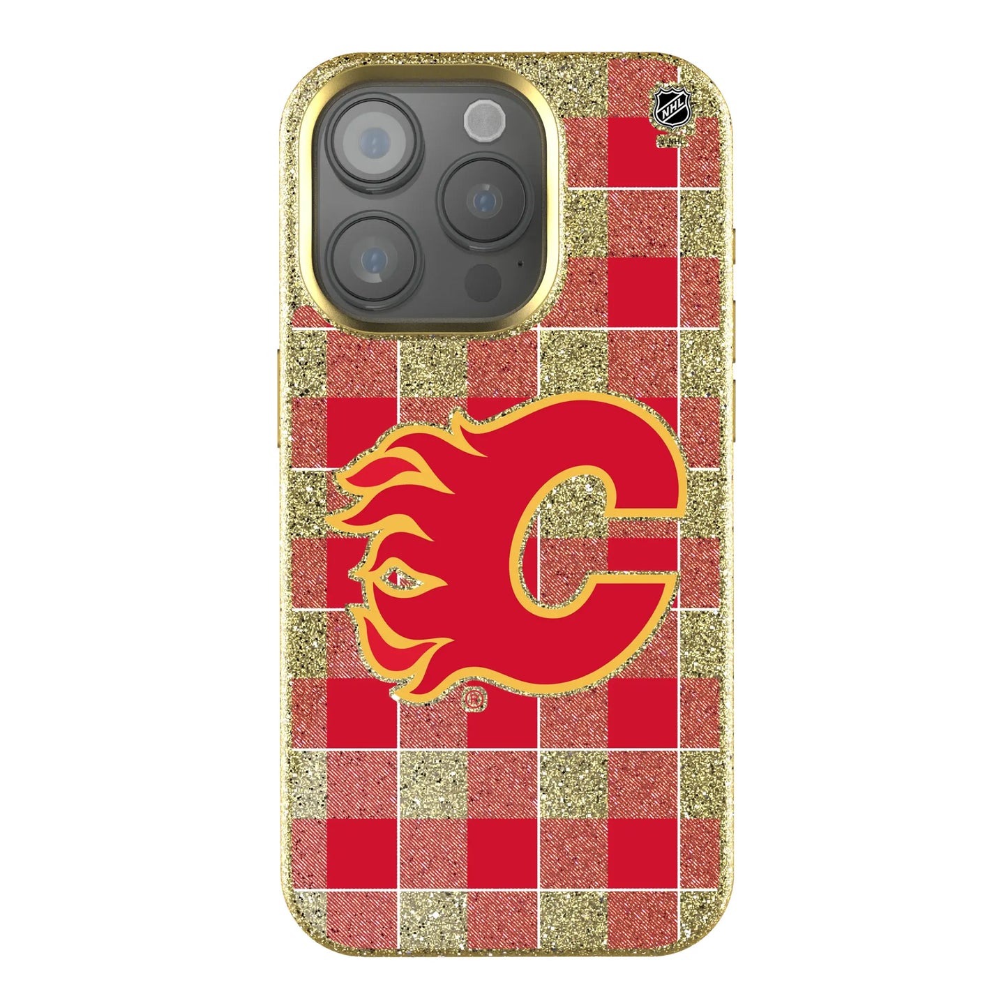 Calgary Flames Plaid Bling Phone Case for Apple iPhone