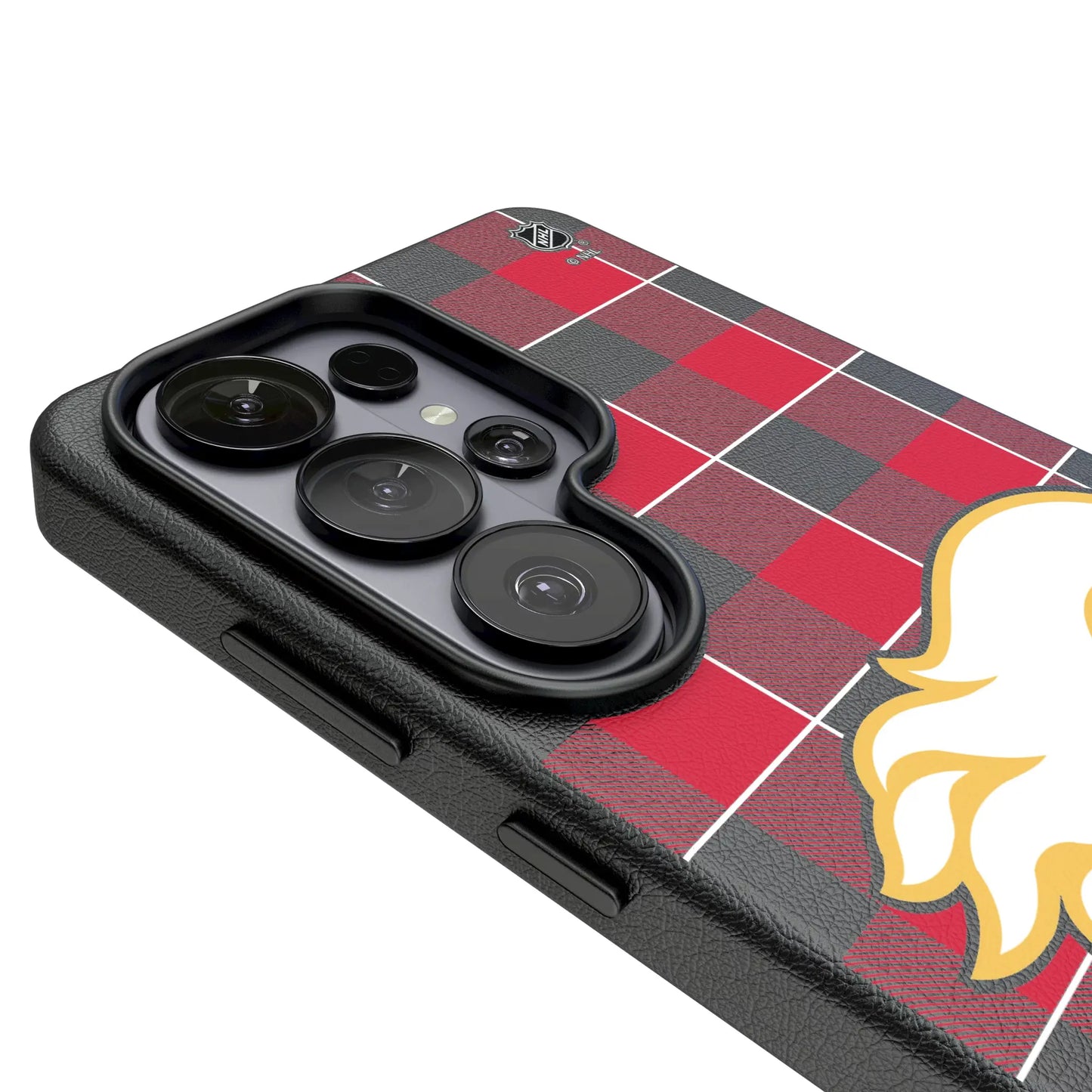 Calgary Flames Plaid MagSafe Compatible Phone Case for Samsung Galaxy