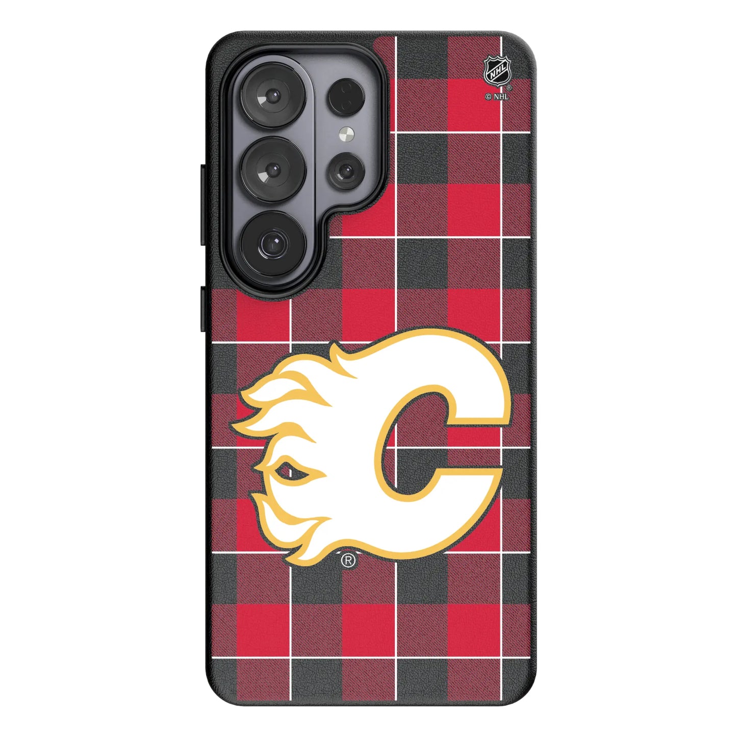 Calgary Flames Plaid MagSafe Compatible Phone Case for Samsung Galaxy
