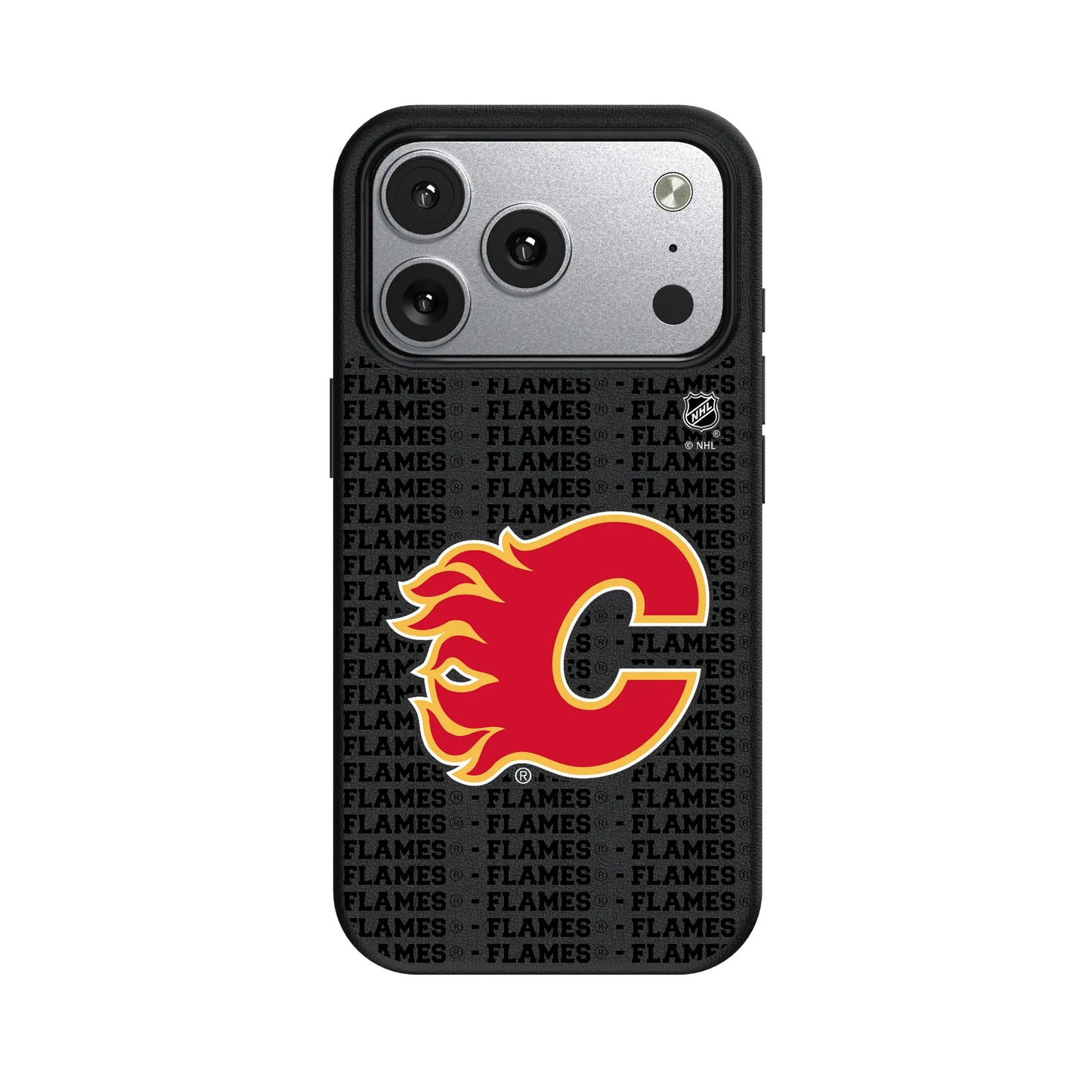 Calgary Flames Text Backdrop MagSafe Compatible Phone Case for Apple iPhone